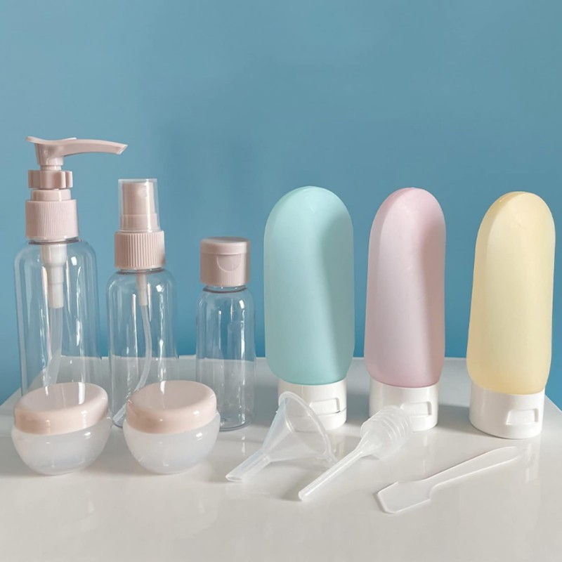 SHUIXIN Lot de 11 flacons de cosmétiques rechargeables avec pulvérisateur à pression Outils de maquillage pour voyages